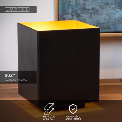 Lucide SUZY - Lámpara de mesa - 1xE14 - Negro